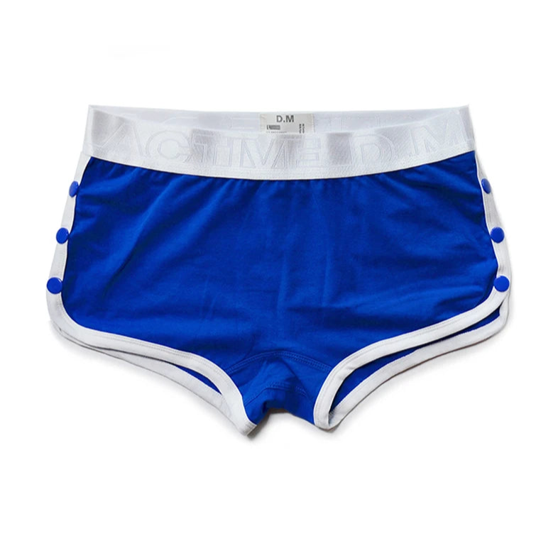 blue DM Men’s Snap-Side Cozy Boxer Shorts - pridevoyageshop.com - gay men’s thongs, boxers, briefs and jockstraps