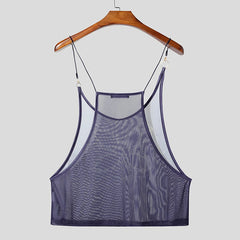 blue Dark Garden Sheer Harness Cami – pridevoyageshop.com – gay men’s harness, lingerie and fetish wear