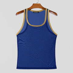 blue Gogo Glaze Mesh Top – pridevoyageshopcom – gay mens clubwear mesh tanks crop tops fashion tops partywear activewear
