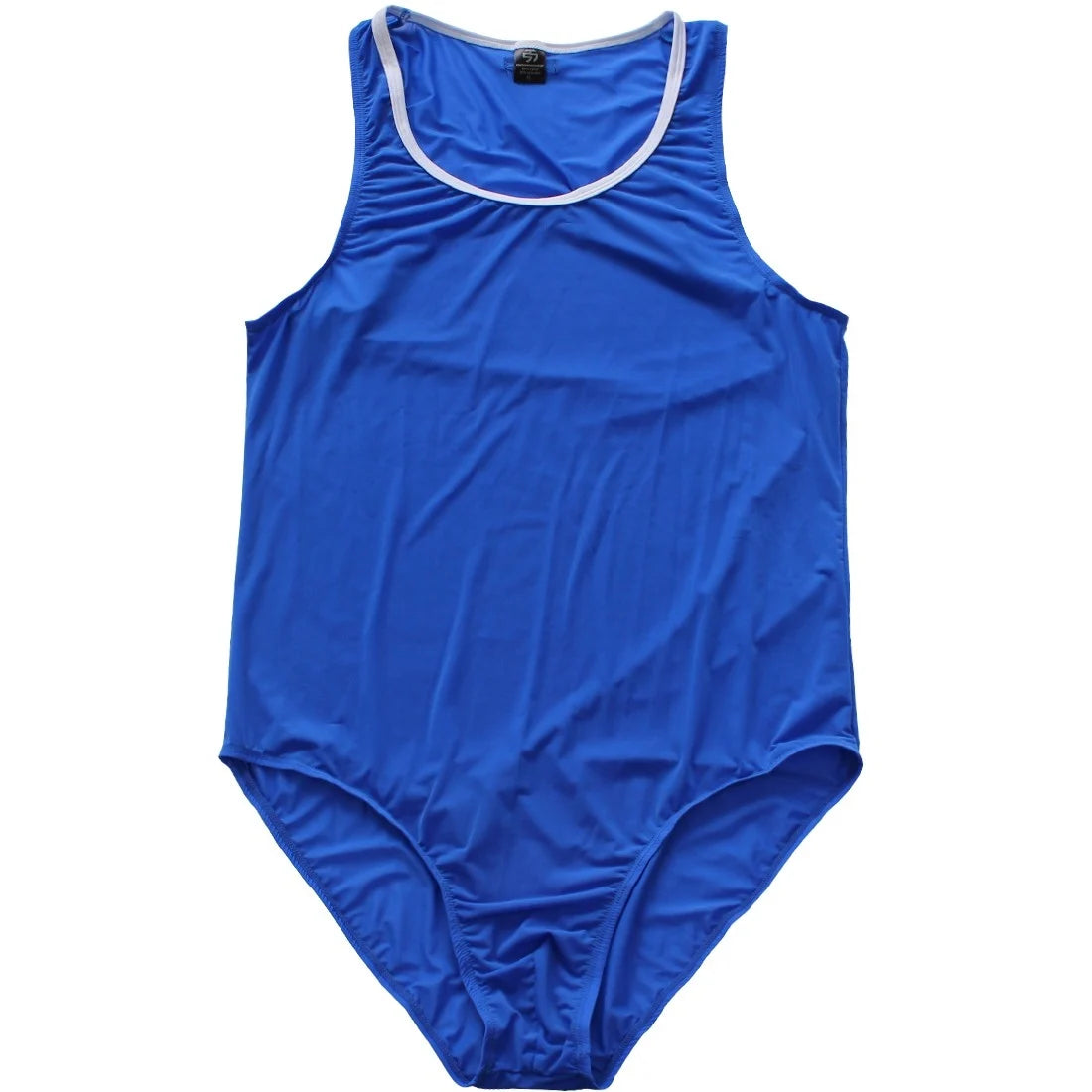 blue HotBod Classic Tank Bodysuit flat-lay detail showing tank straps and body-hugging silhouette – pridevoyageshop.com – gay men’s harness, lingerie and fetish wear