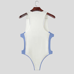 blue Jock Fantasy Jersey Bodysuit flat lay showing athletic mesh front and jock-back straps – pridevoyageshop.com – gay men’s harness, lingerie and fetish wear