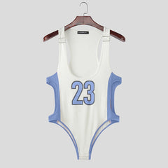 blue Jock Fantasy Jersey Bodysuit flat lay showing athletic mesh front and jock-back straps – pridevoyageshop.com – gay men’s harness, lingerie and fetish wear