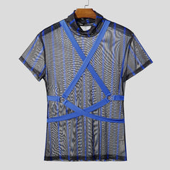 blue Lockdown Harness Mesh Top - pridevoyageshop.com - gay men’s harness, lingerie and fetish wear