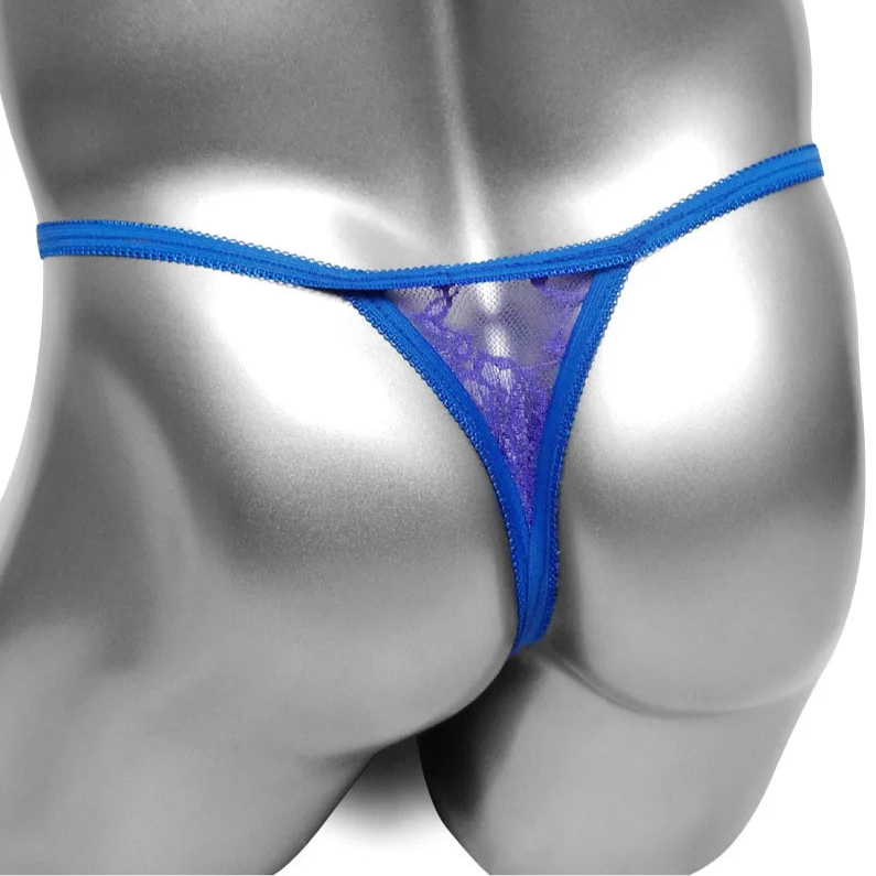 blue Men’s Bow Lace Panties - pridevoyageshop.com - gay men’s thongs, boxers, briefs and jockstraps