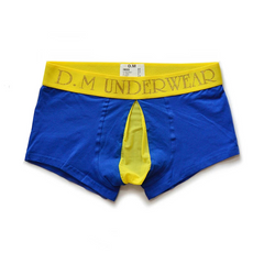 blue Men’s Color Clash Mesh Peephole Boxer Briefs - pridevoyageshop.com - gay men’s thongs, boxers, briefs and jockstraps
