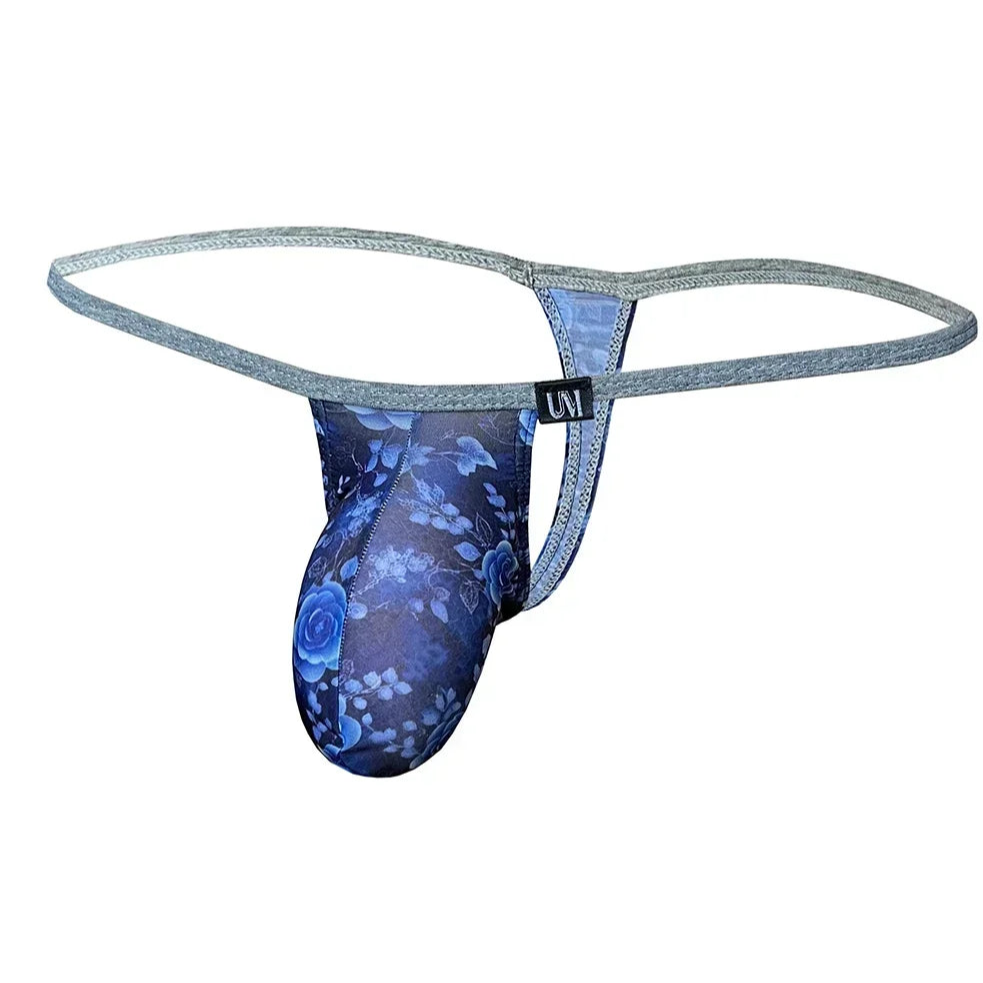 blue Men’s Floral Fever Thong - pridevoyageshop.com - gay men’s thongs, boxers, briefs and jockstraps