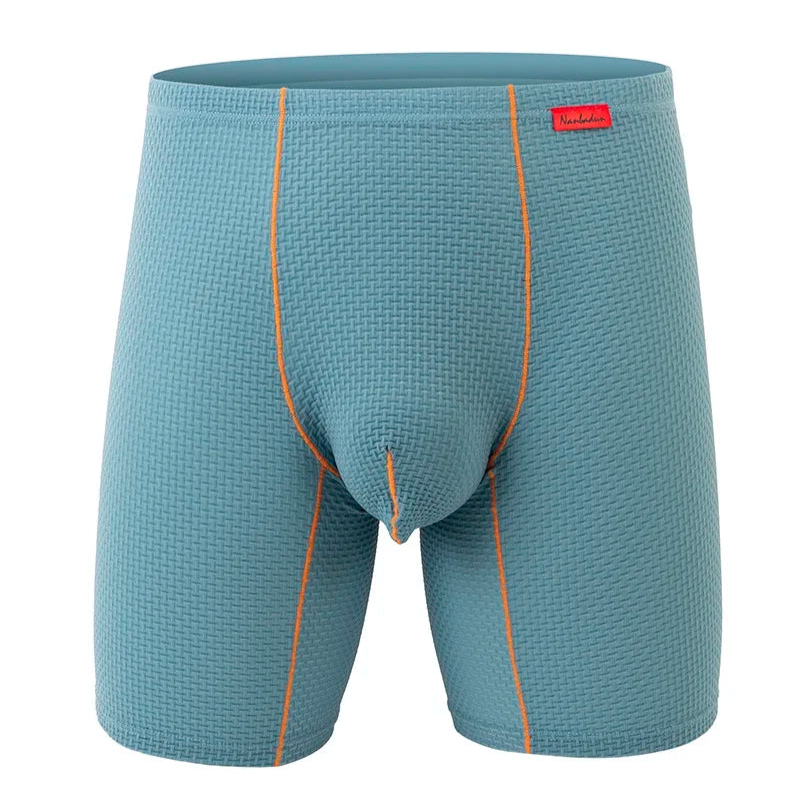 blue Men's Glory Big Pouch Waffle-Knit Long Boxers - pridevoyageshop.com - gay men’s thongs, boxers, briefs and jockstraps