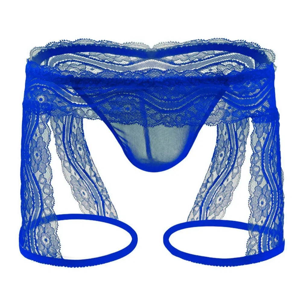 blue Men’s Kinked Up Floral Lace Boxers - pridevoyageshop.com - gay men’s thongs, boxers, briefs and jockstraps