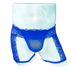 blue Men’s Kinked Up Floral Lace Boxers - pridevoyageshop.com - gay men’s thongs, boxers, briefs and jockstraps