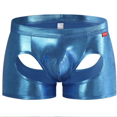 blue Men’s Metallic Peephole Boxer - pridevoyageshop.com - gay men’s thongs, boxers, briefs and jockstraps