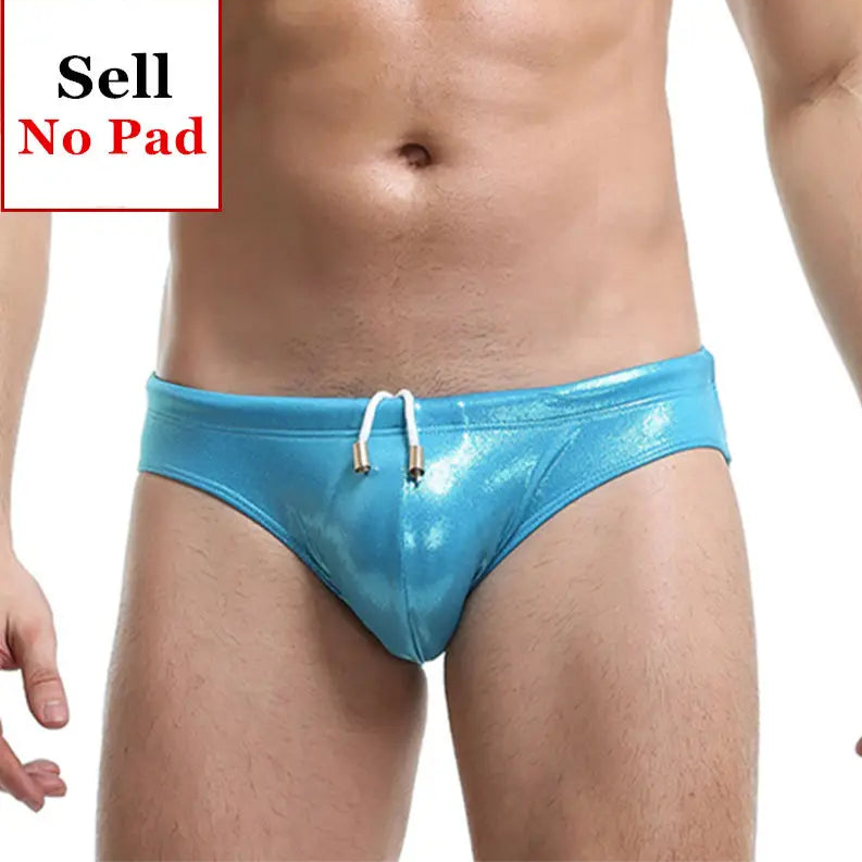 blue Men’s Slay the Shine Shiny Swim Briefs - pridevoyageshop.com - gay men’s sexy swim briefs, trunks, board shorts, and bikinis