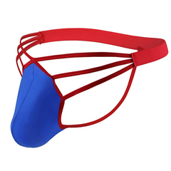 blue Men’s Strappy Hung Bulge Cage Thong - pridevoyageshop.com - gay men’s thongs, boxers, briefs and jockstraps