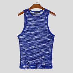 blue Studded Showboi Mesh Tank – pridevoyageshopcom – gay mens clubwear mesh tanks crop tops fashion tops partywear activewear