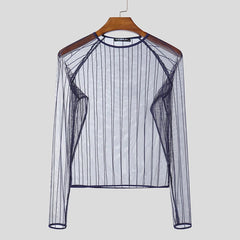 blue Veiny Shaft Mesh Long Sleeve - pridevoyageshop.com - gay men’s harness, lingerie and fetish wear