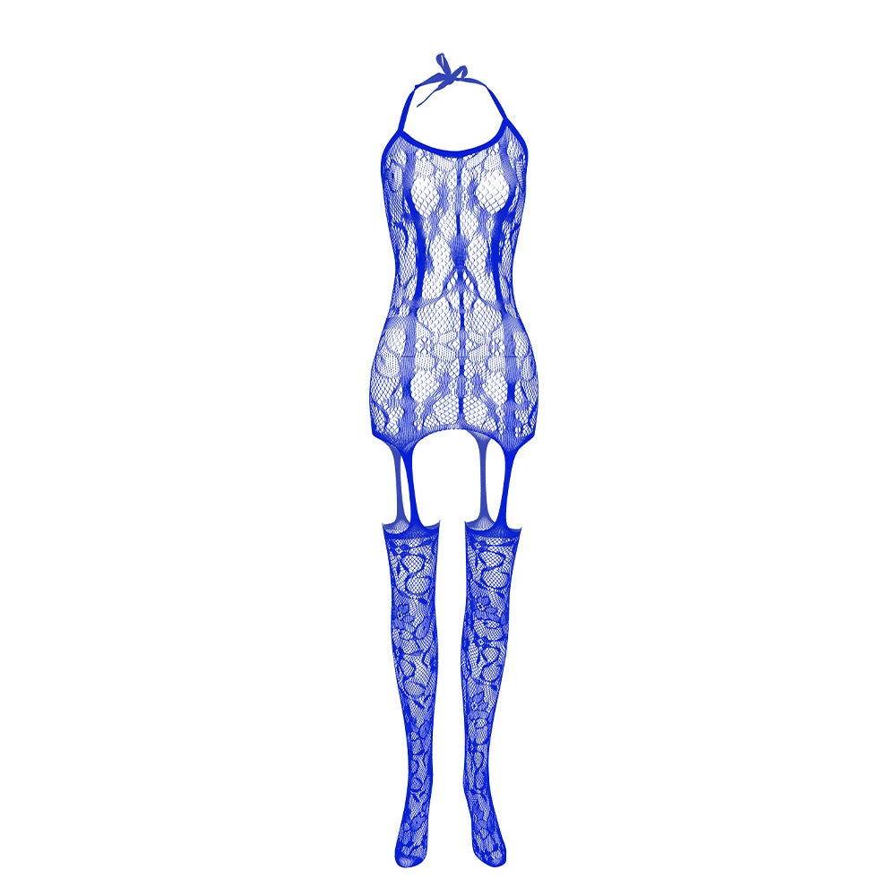 blue neon fishnet teddy flat lay with sheer mesh and high-rise leg cut – pridevoyageshop.com – gay men’s harness, lingerie and fetish wear