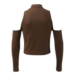 brown Archive Crush Shoulderless Rib Top - pridevoyageshop.com - gay men’s harness, lingerie and fetish wear