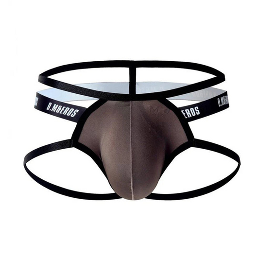 brown Men’s D.M & Eros Strappy Jock Thong - pridevoyageshop.com - gay men’s thongs, boxers, briefs and jockstraps