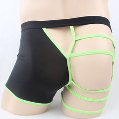 green Neon Men's Leg Show Boxer Briefs - pridevoyageshop.com - gay men’s underwear and swimwear