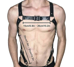 size details of Tight Grip Double Strap Harness -pridevoyageshop.com - gay men’s harness, lingerie and fetish wear