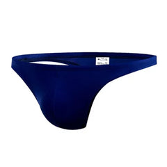 dark blue Men’s Fire Island Cabana Swim Bikini Thong – pridevoyageshop.com – gay men’s sexy swim briefs, trunks, board shorts, and bikinis