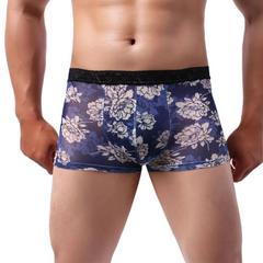 dark blue Men’s Kinked Up Floral Lace Boxers - pridevoyageshop.com - gay men’s thongs, boxers, briefs and jockstraps
