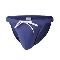 dark blue Men’s Show Pony Drawstring Swim Briefs - pridevoyageshop.com - gay men’s sexy swim briefs, trunks, board shorts, and bikinis