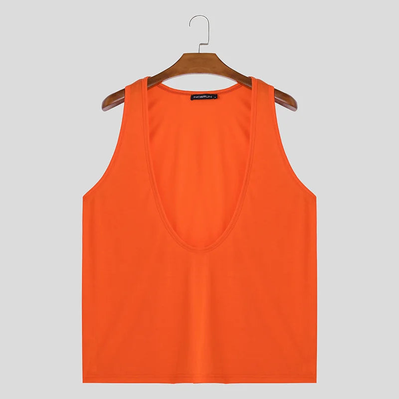 dark orange Chest Day Drop Vest – pridevoyageshopcom – gay mens clubwear mesh tanks crop tops fashion tops partywear activewear