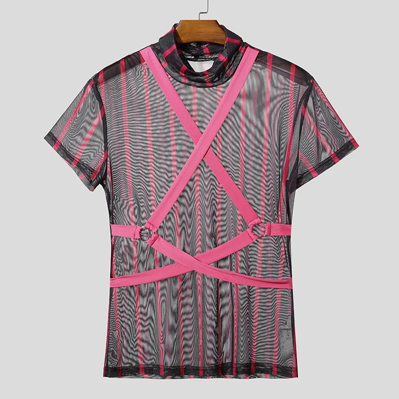 dark pink Lockdown Harness Mesh Top - pridevoyageshop.com - gay men’s harness, lingerie and fetish wear