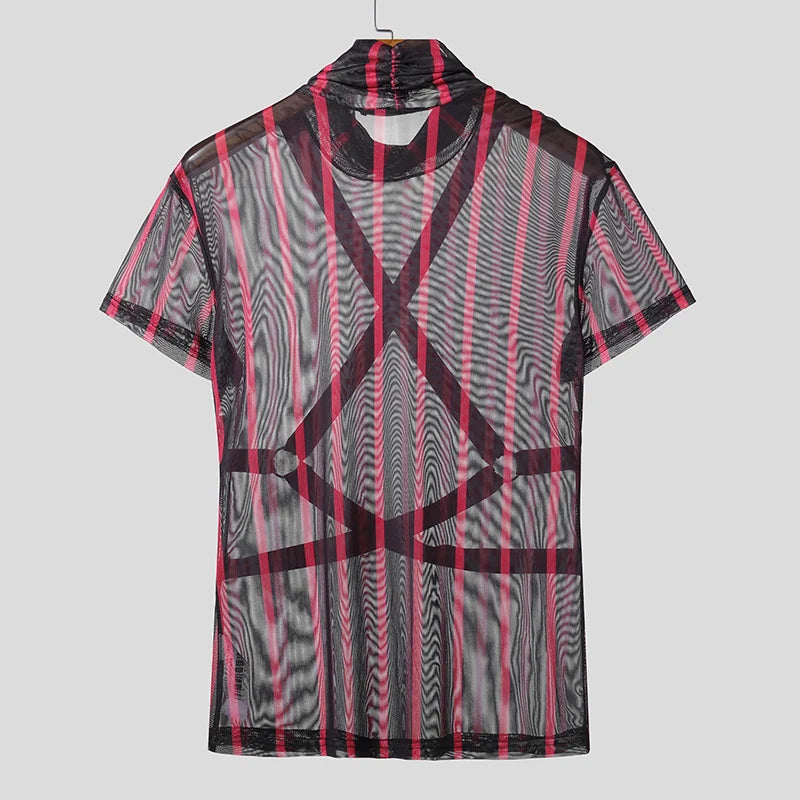 dark pink Lockdown Harness Mesh Top - pridevoyageshop.com - gay men’s harness, lingerie and fetish wear