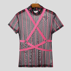 dark pink Lockdown Harness Mesh Top - pridevoyageshop.com - gay men’s harness, lingerie and fetish wear