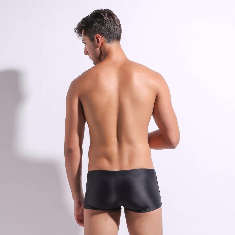 sexy gay man in black Gay Swimwear | Sexy Mens Pouch Square Cut Swim Trunks - pridevoyageshop.com - gay men’s underwear and swimwear