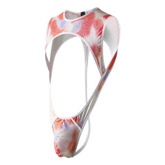 detail shot of red chestplate harness bodysuit with bold sculpted paneling and secure buckle shaping – pridevoyageshop.com – gay men’s harness, lingerie and fetish wear