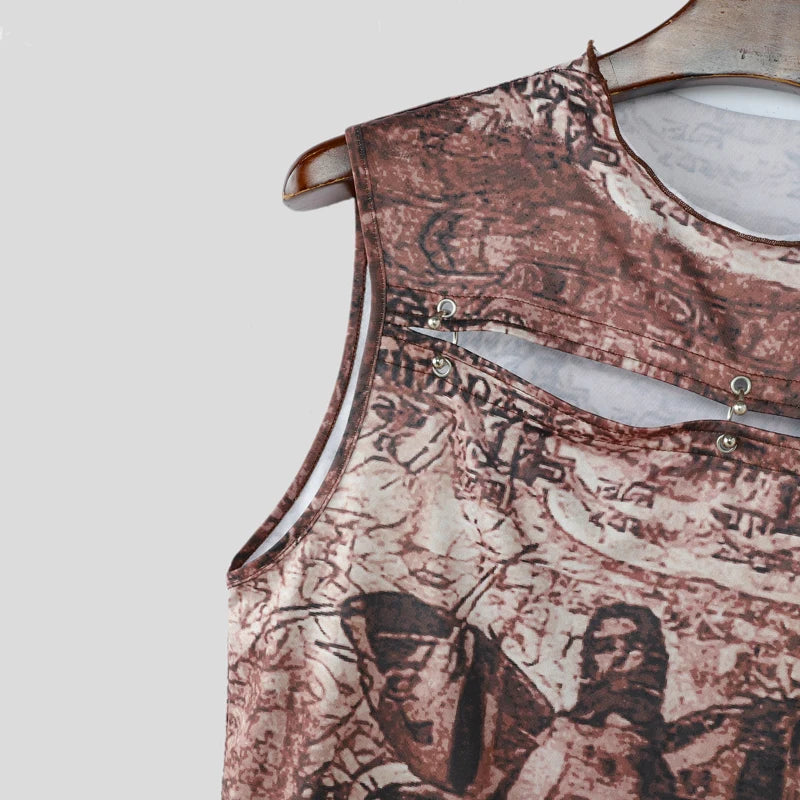 details of Brown Museum Boy Cutout Crop Tank - pridevoyageshop.com - gay men's fashion, clubwear, party outfit