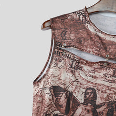 details of Brown Museum Boy Cutout Crop Tank - pridevoyageshop.com - gay men's fashion, clubwear, party outfit