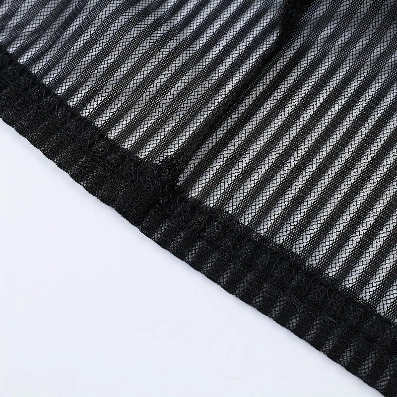 details of Dominion Striped Mesh Long Sleeve - pridevoyageshop.com - gay men's fashion, clubwear, party outfit
