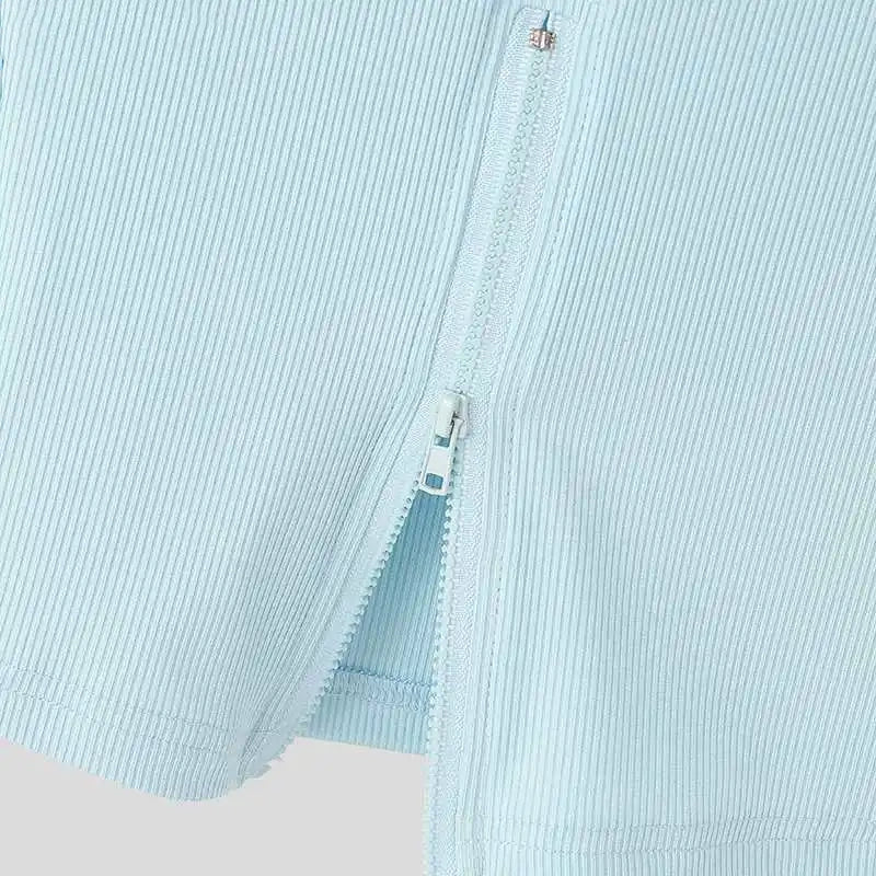 details of Easy Out Zip Rib Crop Top - pridevoyageshop.com - gay men’s harness, lingerie and fetish wear