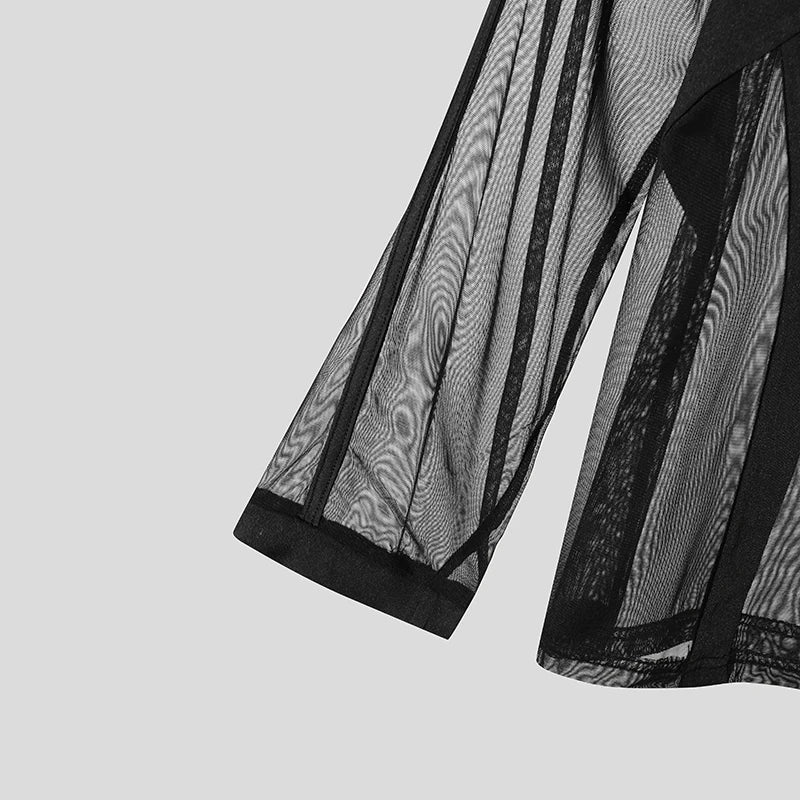 details of Flesh Show Sheer Mesh Long Sleeve Shirt - pridevoyageshop.com - gay men's fashion, clubwear, party outfit