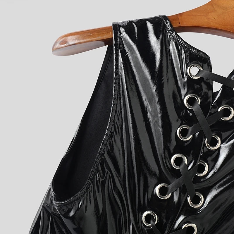 details of Follow Me Home Lace-Up Club Vest – pridevoyageshop.com – gay men’s harness, lingerie and fetish wear