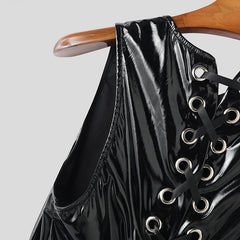 details of Follow Me Home Lace-Up Club Vest – pridevoyageshop.com – gay men’s harness, lingerie and fetish wear