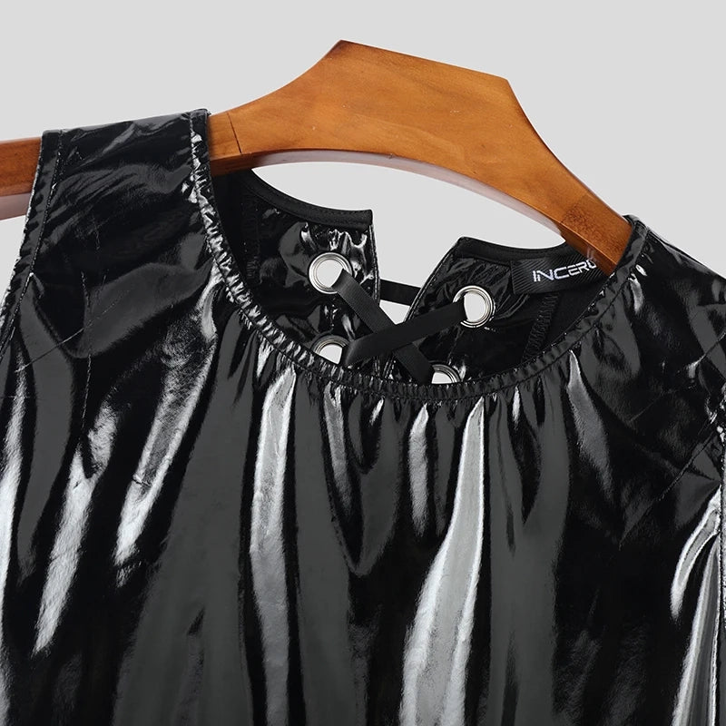 details of Follow Me Home Lace-Up Club Vest – pridevoyageshop.com – gay men’s harness, lingerie and fetish wear