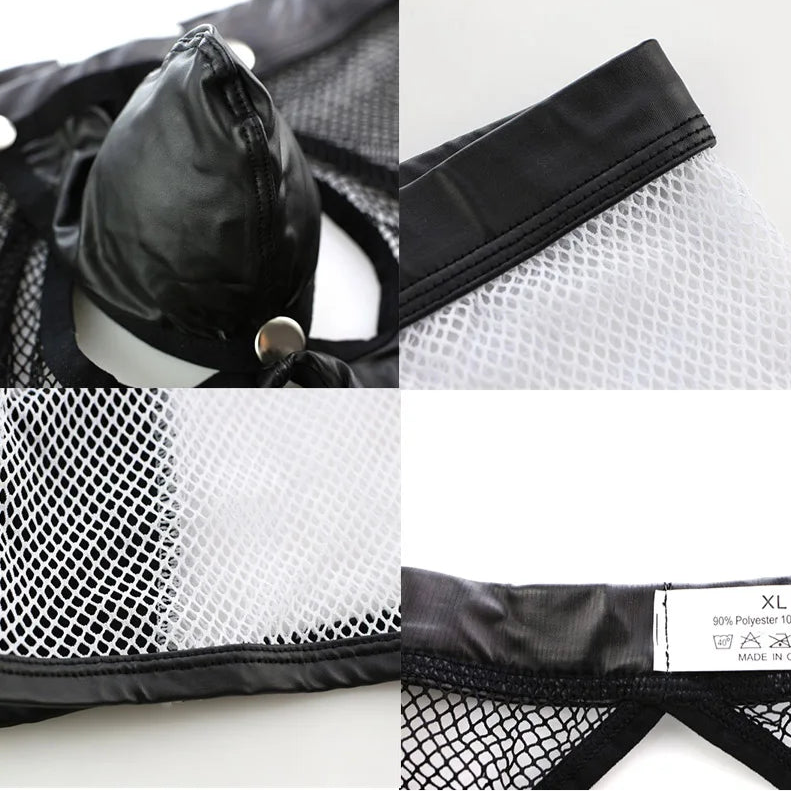 details of Men’s “Caged” Removable PU Leather Pouch & Crotchless Boxers - pridevoyageshop.com - gay men’s thongs, boxers, briefs and jockstraps