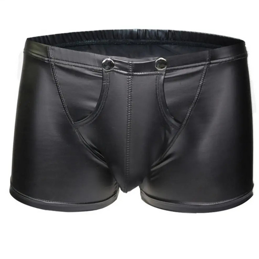 details of Men’s “Snap & Slide” PU Leather Boxers - pridevoyageshop.com - gay men’s thongs, boxers, briefs and jockstraps