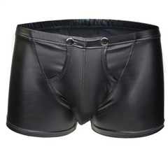 details of Men’s “Snap & Slide” PU Leather Boxers - pridevoyageshop.com - gay men’s thongs, boxers, briefs and jockstraps