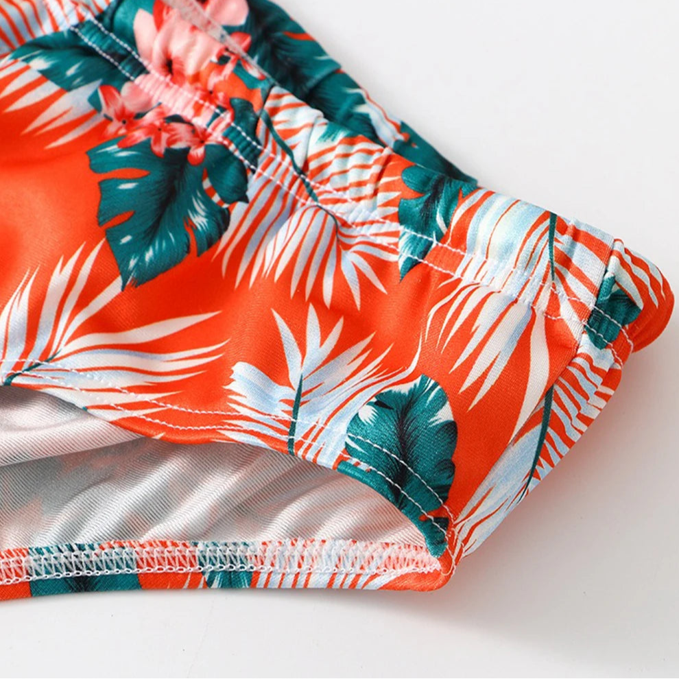 details of Orange Men’s Cockatoo Cove Swim Briefs - pridevoyageshop.com - gay men’s sexy swim briefs, trunks, board shorts, and bikinis