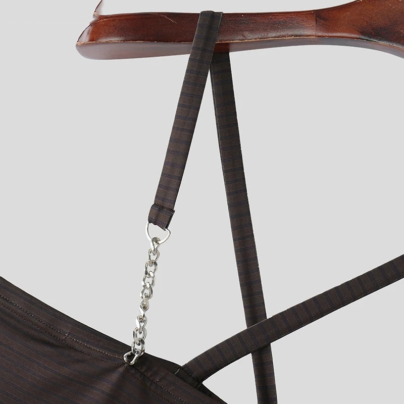 details of Pecs Pass Striped Chain-Strap Halter - pridevoyageshop.com - gay men's fashion, clubwear, party outfit