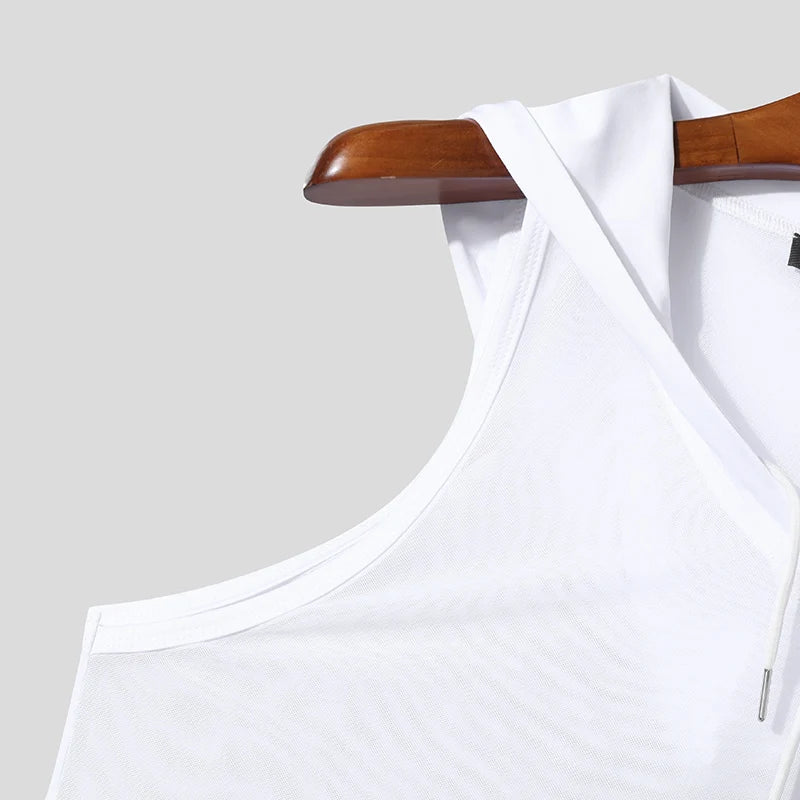 details of  Pool Boy Hooded Mesh Top - pridevoyageshop.com - gay men's fashion, clubwear, party outfit