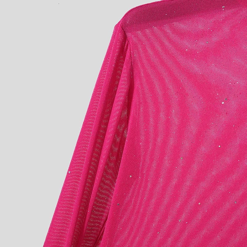 details of Rose The Center of the Universe Rhinestone Mesh Top - pridevoyageshop.com - gay men's fashion, clubwear, party outfit
