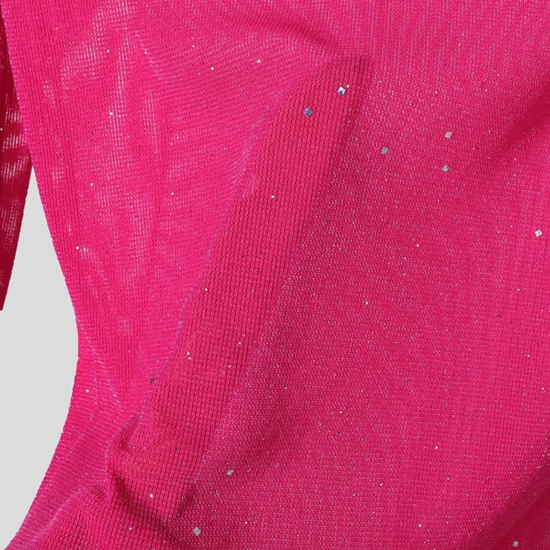 details of Rose The Center of the Universe Rhinestone Mesh Top - pridevoyageshop.com - gay men's fashion, clubwear, party outfit