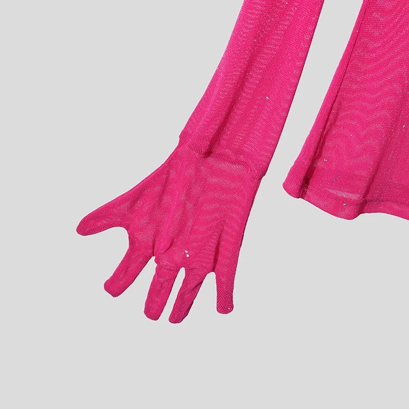 details of Rose The Center of the Universe Rhinestone Mesh Top - pridevoyageshop.com - gay men's fashion, clubwear, party outfit