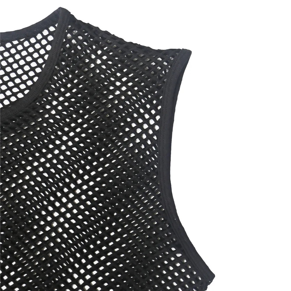 details of Short Circuit Net Crop - pridevoyageshop.com - gay men’s harness, lingerie and fetish wear